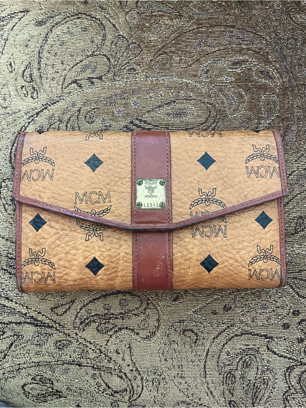 Vintage MCM Cognac Visetos Monogram backpack and wallet set - Picture 8 of 11